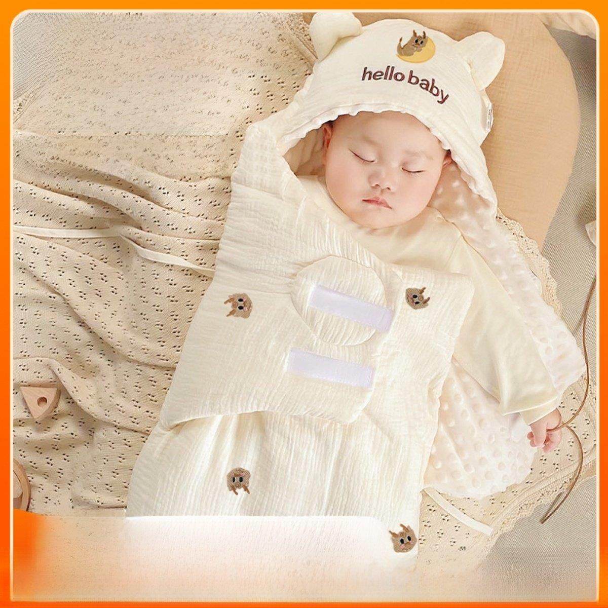 包被初生婴儿纯棉a类秋冬季新生儿纱布抱被加厚恒温睡袋防踢襁褓