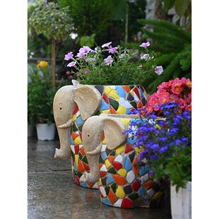 大象花盆艺术大动物凳摆件花园庭院名宿装修客厅门入口装修