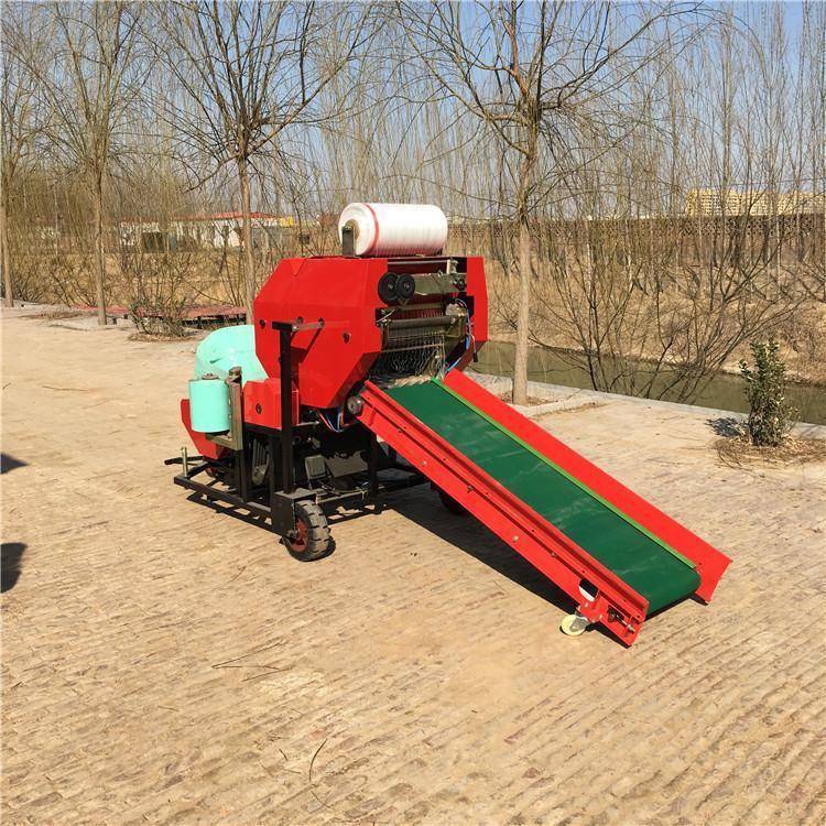 青贮秸秆饲料打包机圆捆草打捆包膜一体机青储牧草裹包机