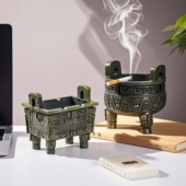 创意复古青铜器烟灰缸客厅办公室桌面防飞灰高级感家居装 饰品摆件