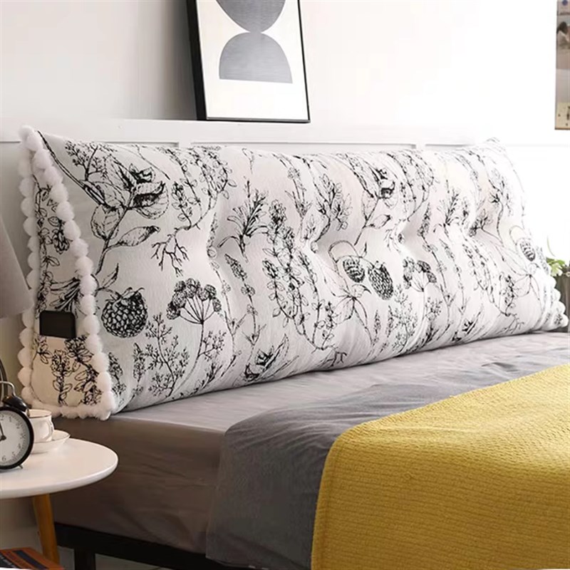 浩宅法式三角枕床头靠q垫软包榻榻米护腰大靠垫沙发靠背可拆洗黑