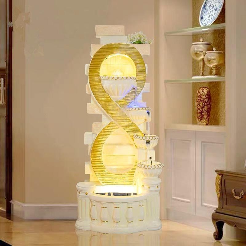 八方来财流水落地招财客厅现代摆件创意叠水瀑布开业喷泉室内水景