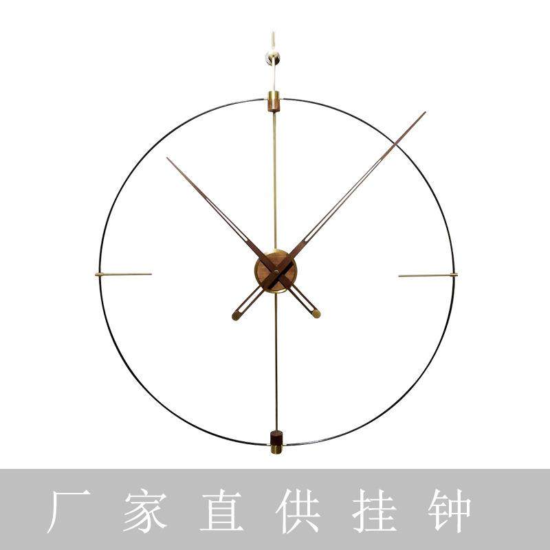 客厅挂钟北欧西班牙大指针挂钟表单圈金属铁艺墙面时钟手工