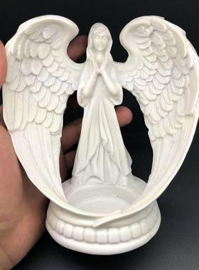 树脂底座托首饰饰品收纳白色天使之翼翅膀底托工艺品收纳盒摆件