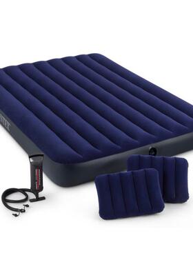 INTEX64765深蓝色植毛双人线拉空气床套装植绒充气床垫