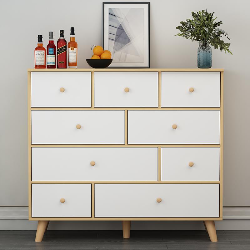 9C多功能斗柜实木腿美甲店卧室客厅靠墙收纳储物抽屉柜子五斗柜斗
