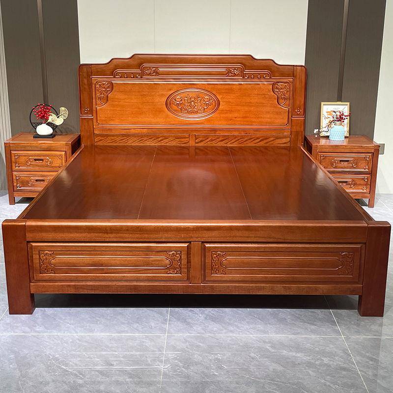 加粗加厚金花梨木实木榫卯床双人主卧婚大床中式仿古菠萝格木床