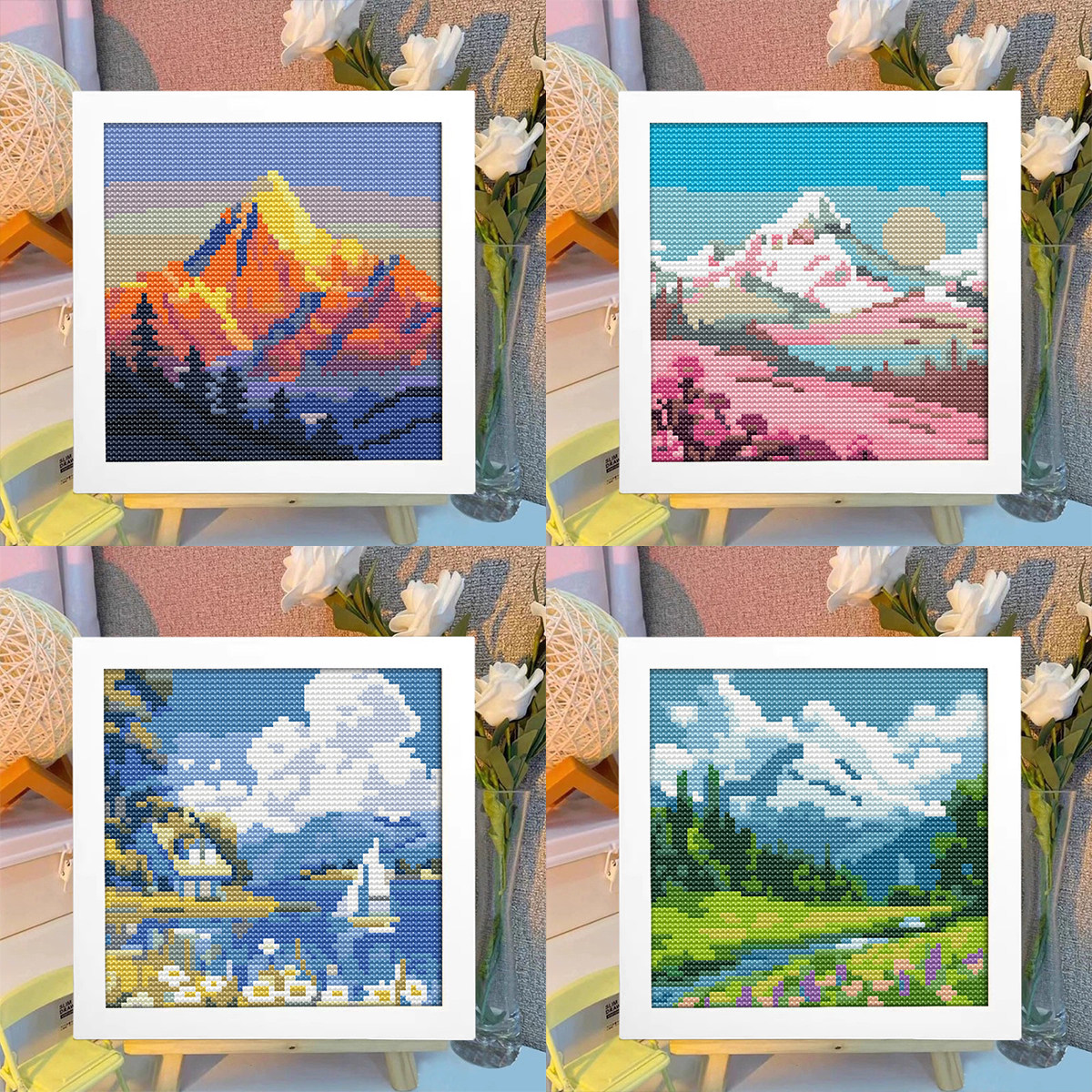 雪山风景｜十字绣2026新款满绣初学者手工刺绣小清新山野画简单绣