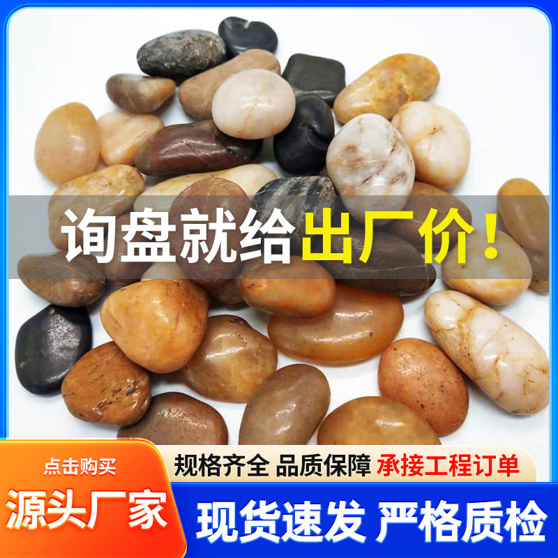 雨花石铺地造景五彩石鹅卵石石头白色雨花石庭院花园水洗石厂家