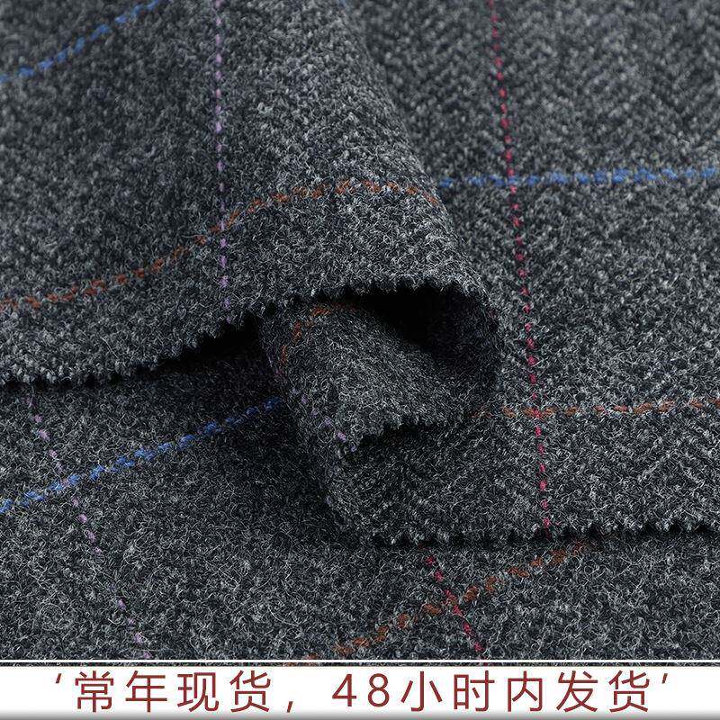 2025秋冬新款单大面面格子毛呢料克70%羊毛540XTJ粗纺衣呢子布现