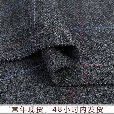 2025秋冬新款单大面面格子毛呢料克70%羊毛540XTJ粗纺衣呢子布现