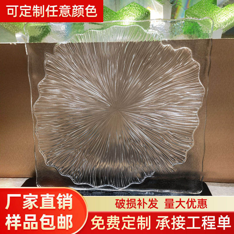 水晶菊花屏风装饰透明莲叶方块挂片不锈钢框架隔断玻璃砖新款镂空