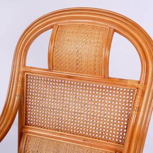 工厂yq0008直靠背椅老喝人单人真藤用老式 藤编家护腰休闲藤椅销茶