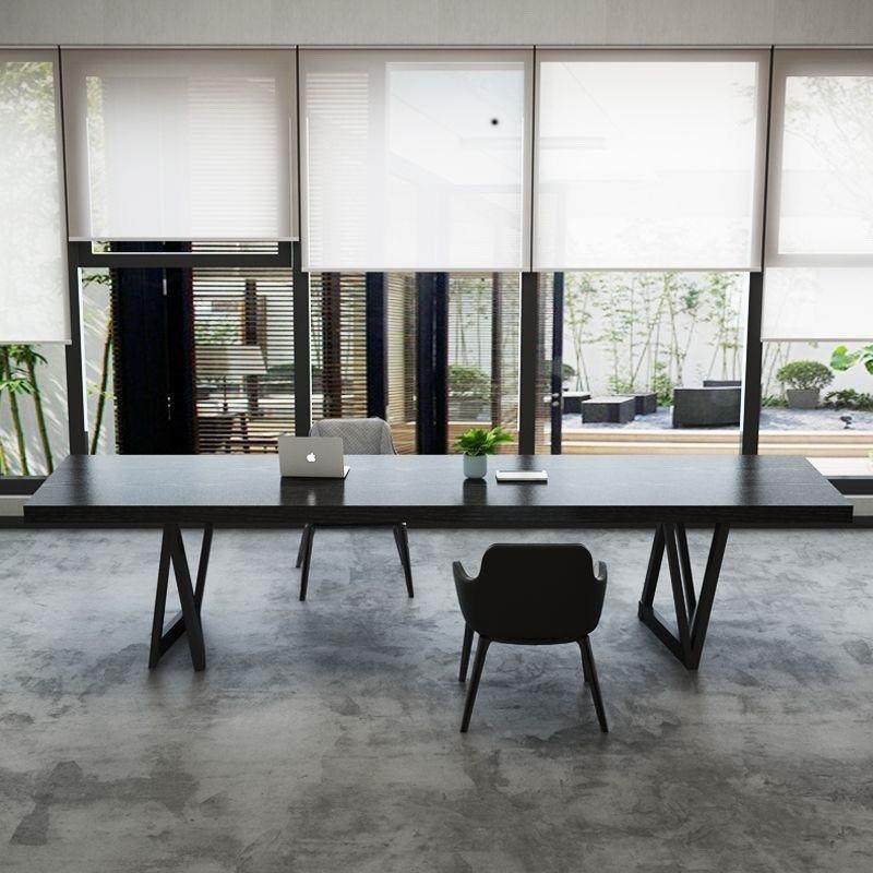 工简约现实木风业会议桌大板办公桌商务洽谈桌实无品牌/木长桌工