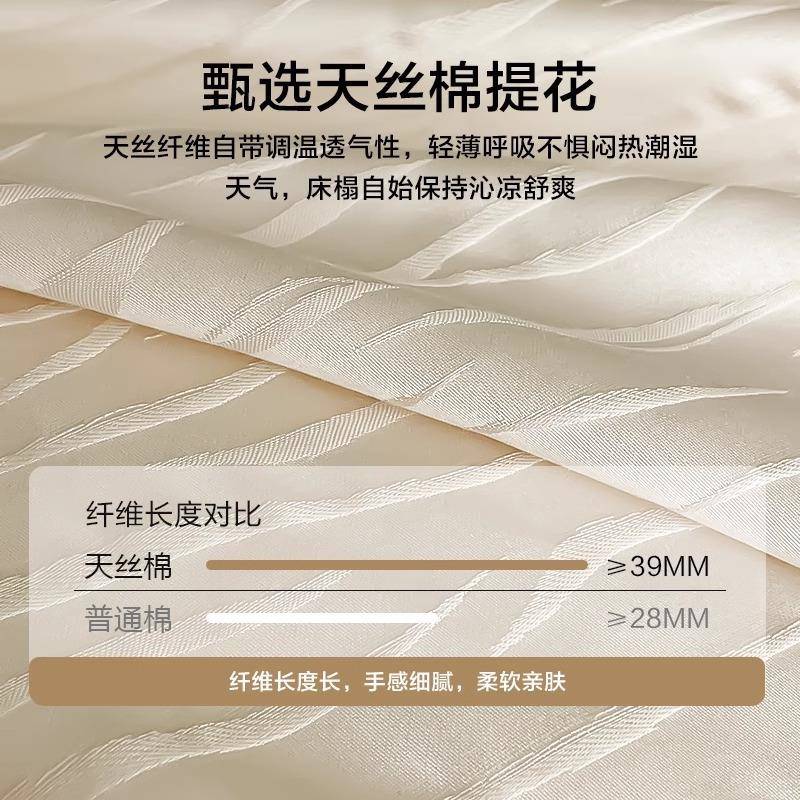 类A兰精天丝长绒棉浮雕提花四件轻奢618床单纯棉套被套全棉床上用