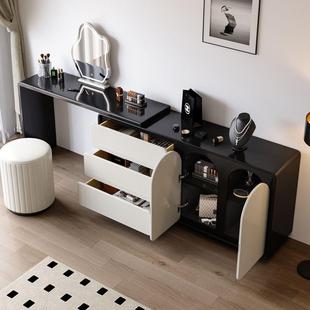 全实木法式 奶风梳妆台斗油柜580转一体角梳妆台色烤黑漆复古化妆