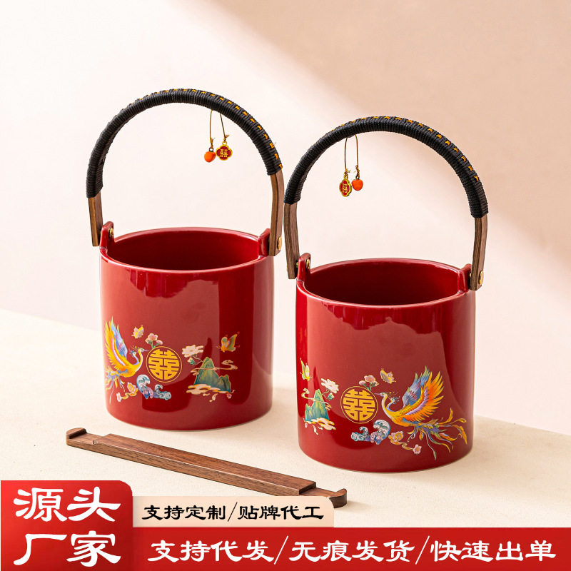 结婚子孙桶大号新娘陪嫁早生贵子摆件女方出嫁喜桶婚庆用品大全