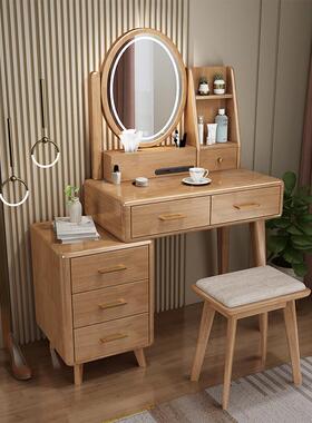 86M全实木梳妆台室卧现代简KOB约多功能化妆化台伸缩小型0妆桌收