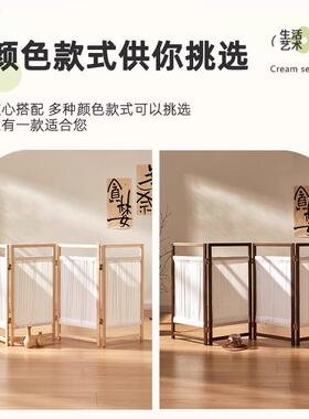 实木屏风隔断用可挡板TUS64约入户折简门屏移动叠带布家矮屏风