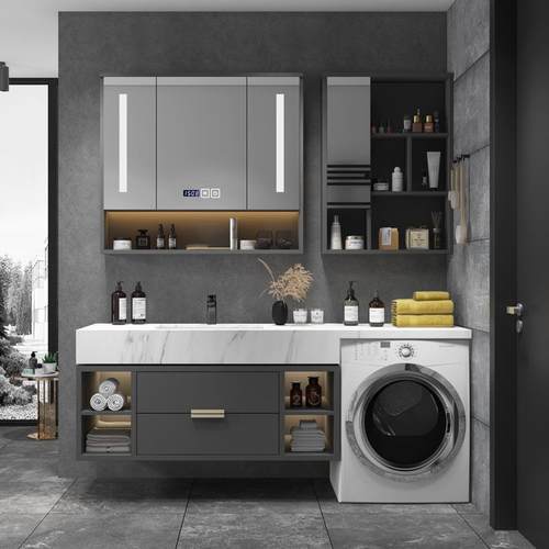 阳台洗衣机一体柜伴侣轻奢岩板浴室卫生间实木洗漱台简约智能现代