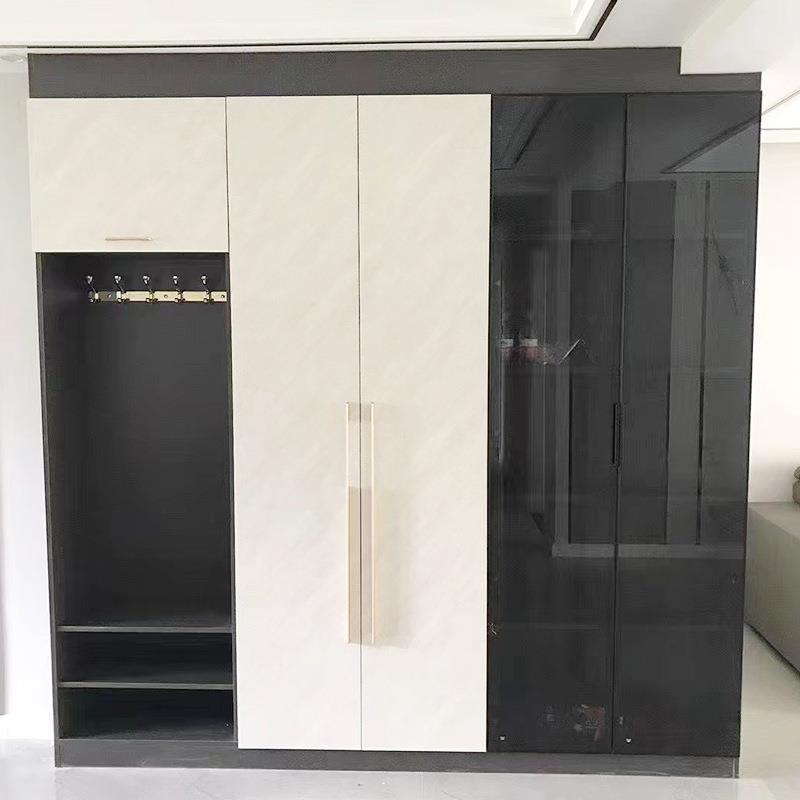 轻奢极简衣柜家用卧室现代简约开门柜子简易多层板透明玻璃柜