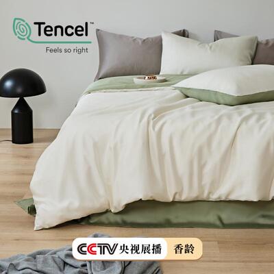 LF级100支奥地利兰精天丝四件套纯色莱赛尔夏凉被套床笠床单真丝