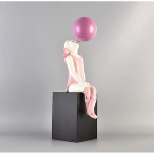 摆件 饰品售楼部儿童房玄关电视柜软装 北欧风格 粉色吹泡泡小女孩装