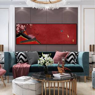 中国风古典横幅挂画卧室床头沙发壁画新中式客厅装饰餐厅书房墙画