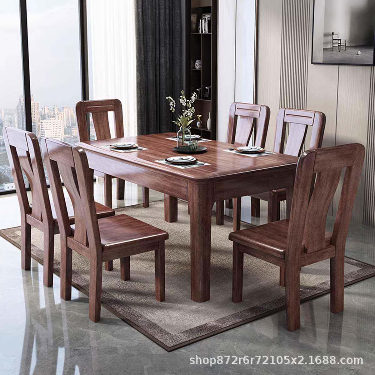 新中式组全家实木餐桌106#餐桌椅合户型用吃饭桌胡桃木小方桌