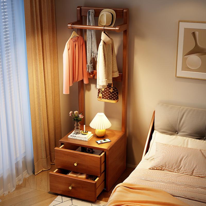 木地床头柜衣帽架一卧室小型床边角落挂衣体架简易落挂Y3002#衣实