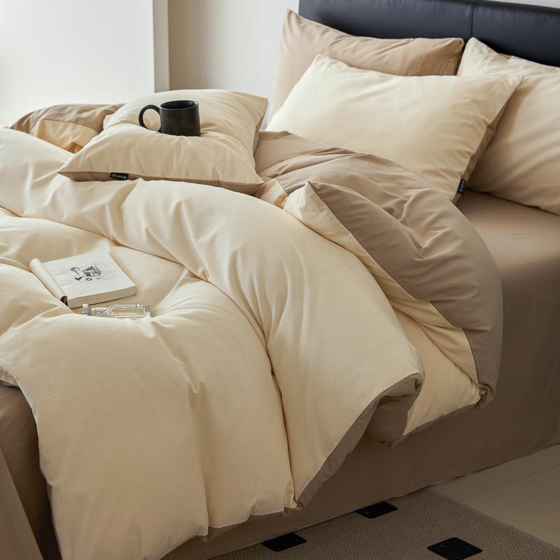 轻奢100S全加厚用磨毛四件套LYJ-YC20色被套纯棉拼棉柔软裸睡床单