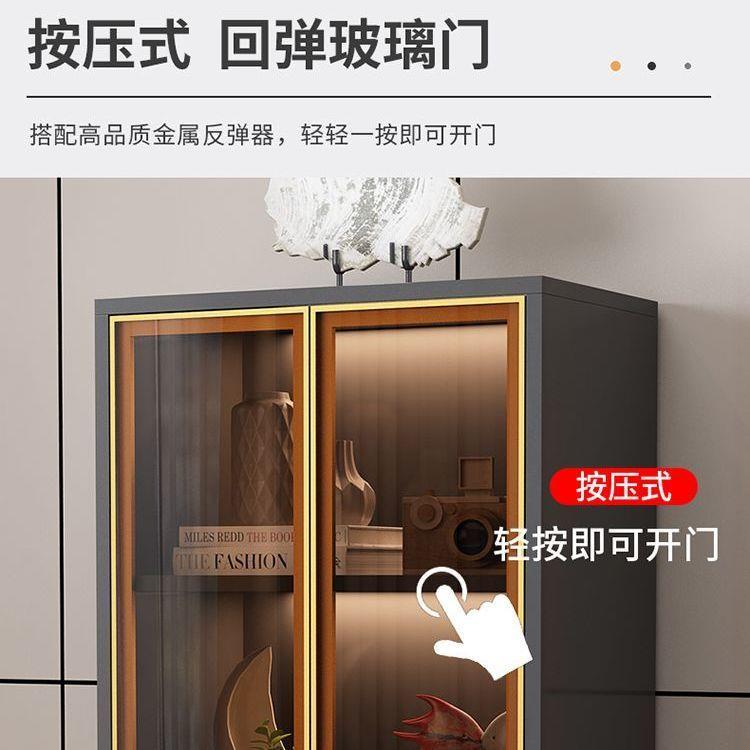 餐边柜茶水客厅简易玻柜GQE璃沙门窄款收纳储物柜视电边柜立柜发
