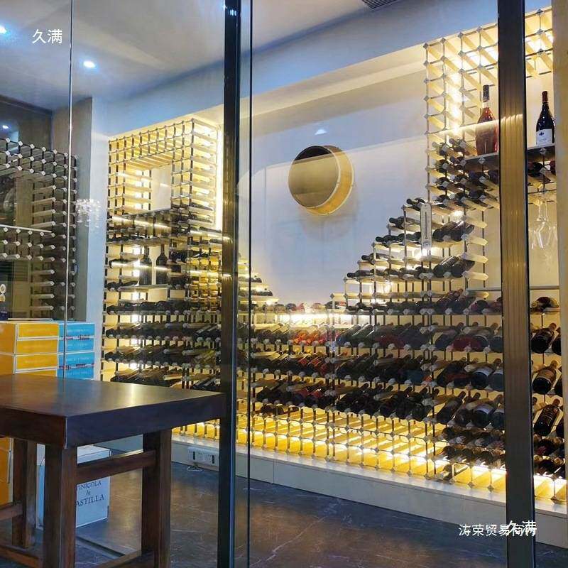 酒庄实木酒架展示架大型酒窖红酒柜工业风酒架酒吧隔断装饰红酒墙