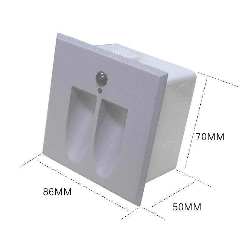86型LED方形双出铸光口款感应地脚铝材一体灯2086压户外防水踢墙
