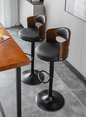 吧台椅降实44005木靠背高脚子家用现代约简铁艺升吧椅吧台凳前台