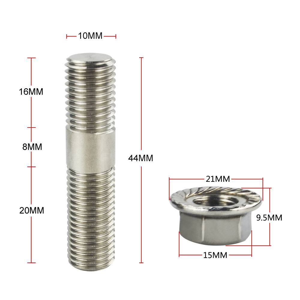 双头螺栓10mm M10x1.25防生锈不锈钢l轮毂门栓套件带螺帽