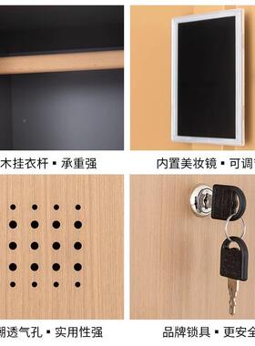 带锁更11625衣皮柜健身房宿舍员工储物钢制柜洗浴存柜木纹铁换衣包柜子