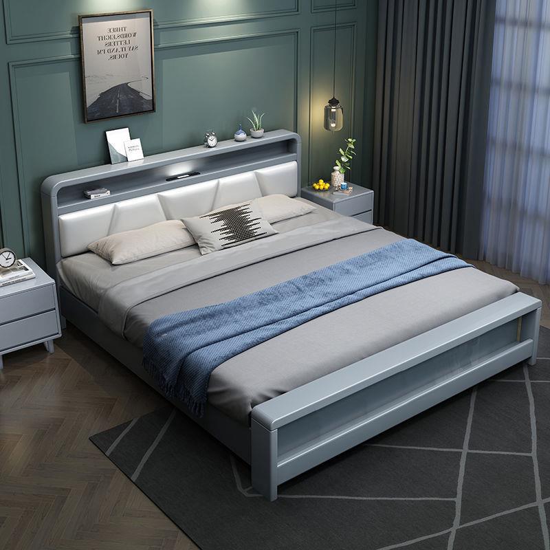 简现代约实木床双人81.米主卧软靠婚床1.5小户ABT1.型2m单人储物