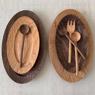 雨NXD木｜樱桃式刻木日手作托实木盘家用烘培餐盘整木纯手工雕茶