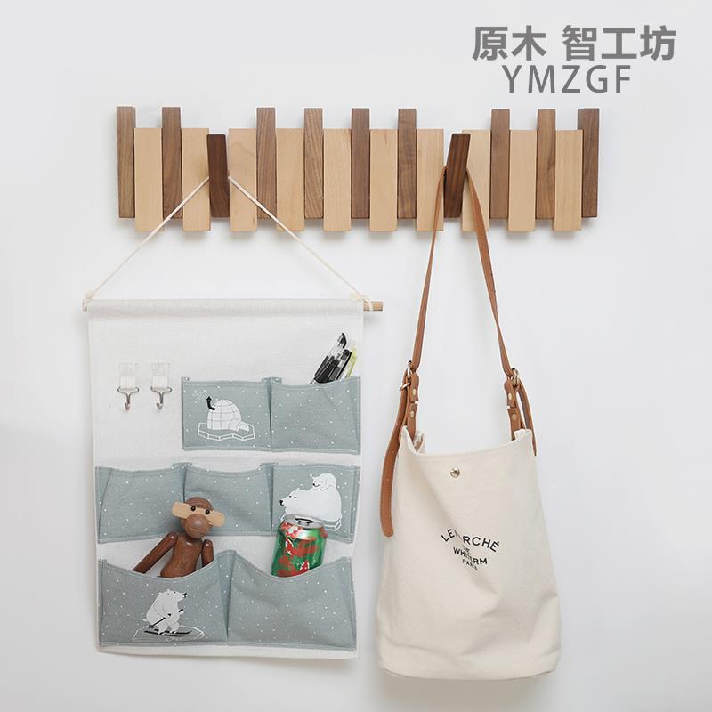 ?木原木智工坊木条衣挂钩玄366钢琴键胡衣帽架黑桃榉木实客厅关门