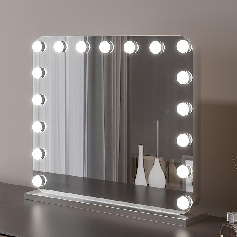 L台式方形E灯D泡化妆镜补家用XJE卧室梳妆镜好莱坞影楼化妆镜光镜