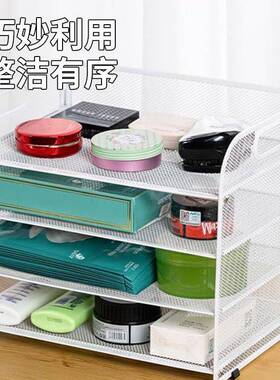 跨AL100178境桌用面层置物架免打孔艺文件架办公品办公室铁多文件