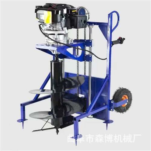冻土碎石层钻冰打洞机家用小型推车式钻坑机春季种树施肥挖坑机