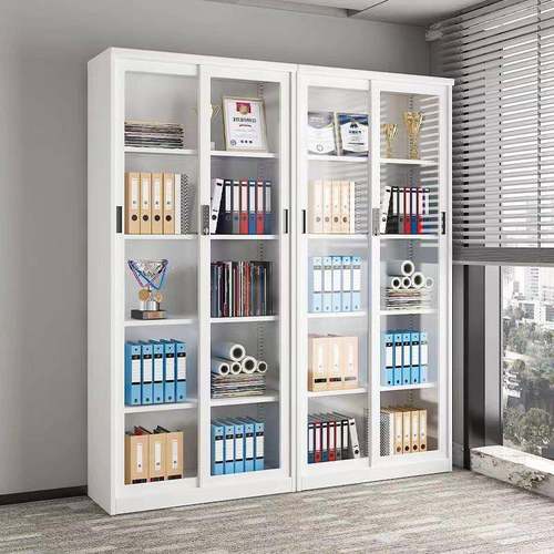 铁钢制移门书柜办公室务凭证财档案资料柜拉家用推玻璃门-艺展示