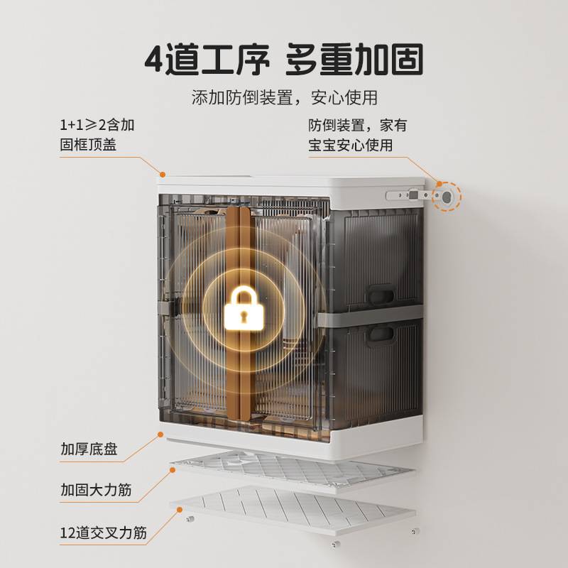 家用客厅玩具储物柜 轻奢卧室衣服收纳箱 塑料儿童衣柜折叠收纳柜