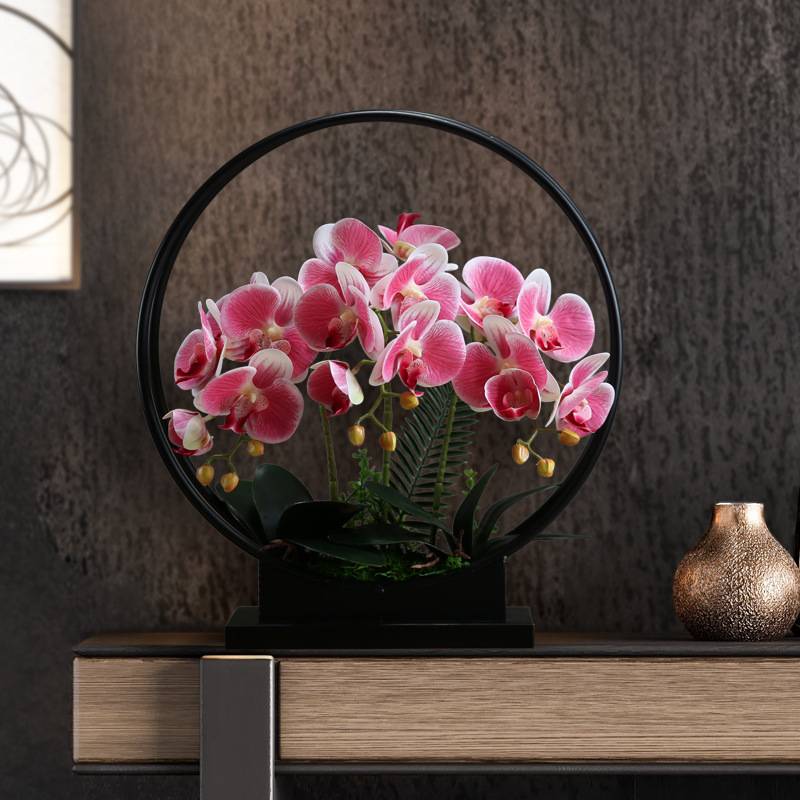 仿真花假花摆设客厅餐桌花摆花铁艺蝴蝶兰花盆栽轻奢高档花艺摆件