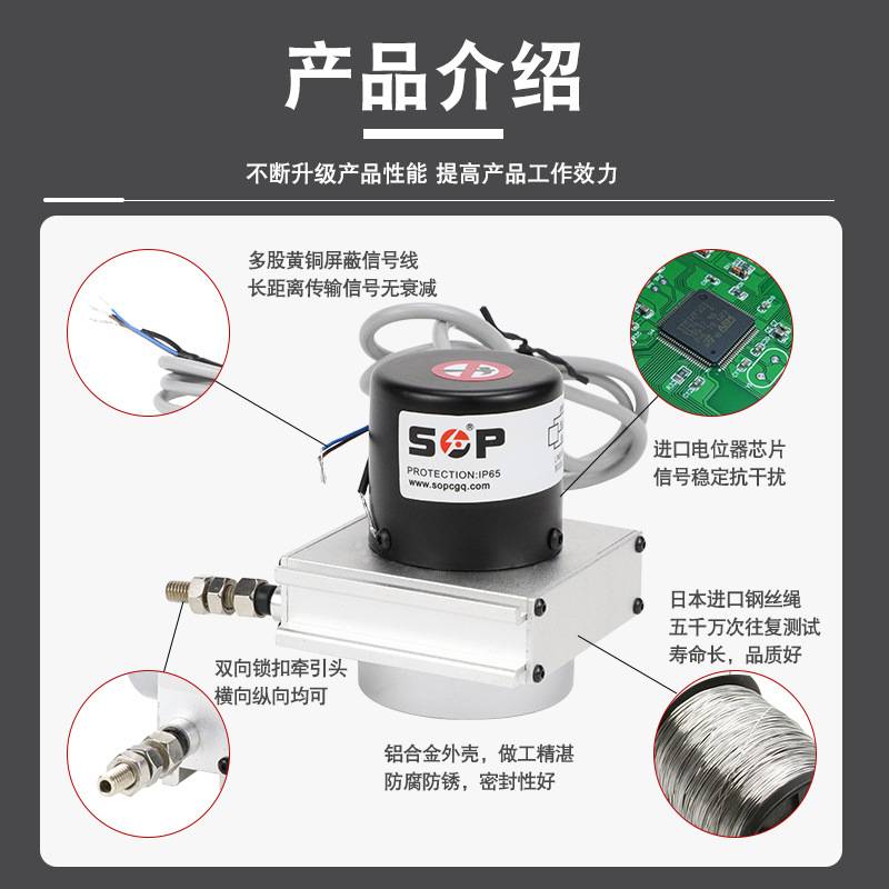 SOP耐磨损WPS三线电流信号拉绳拉线位移边坡大坝房屋监测位移传感