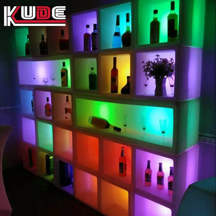 LED方形冰桶组合酒柜储物 七彩遥控发光香槟冰桶发光展示柜防水