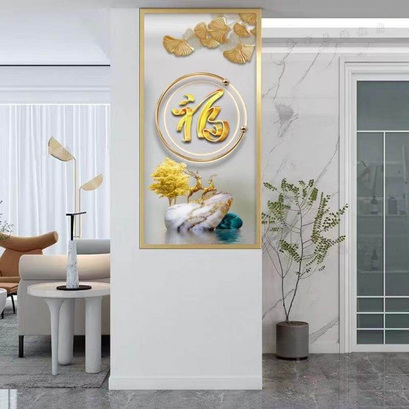 现代简约艺术钢化玻璃屏风轻奢入户门玄关洗手台半墙式隔断收纳柜