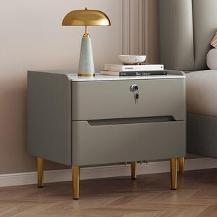 暗格大气新款轻奢卧室床头柜小型现代储物简约悬浮岩板收纳床边柜